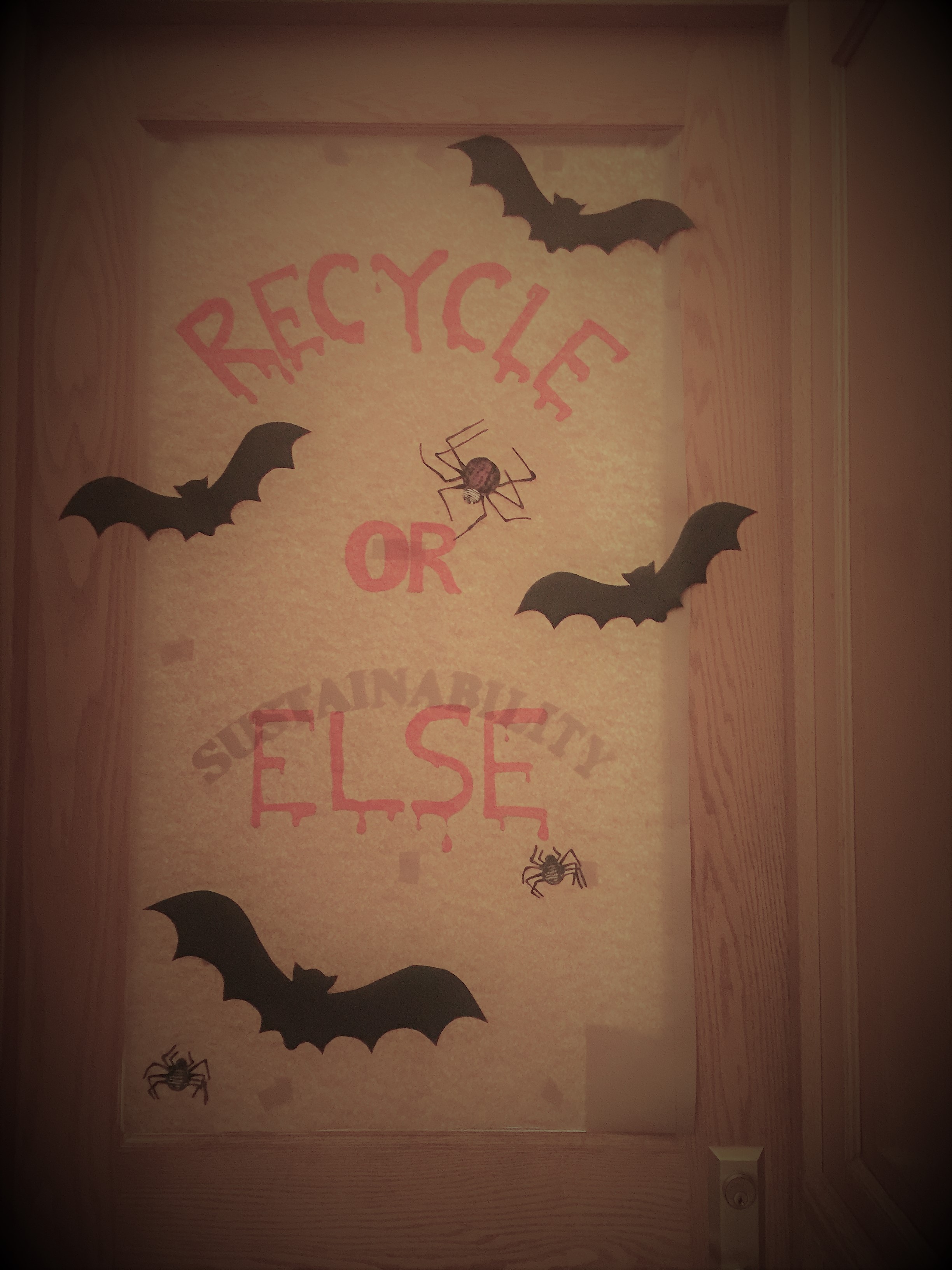 Sustainability Halloween door decoration
