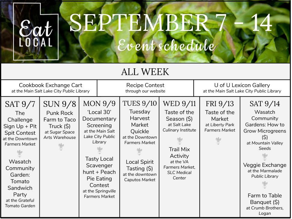 Eat Local Week Schedule.