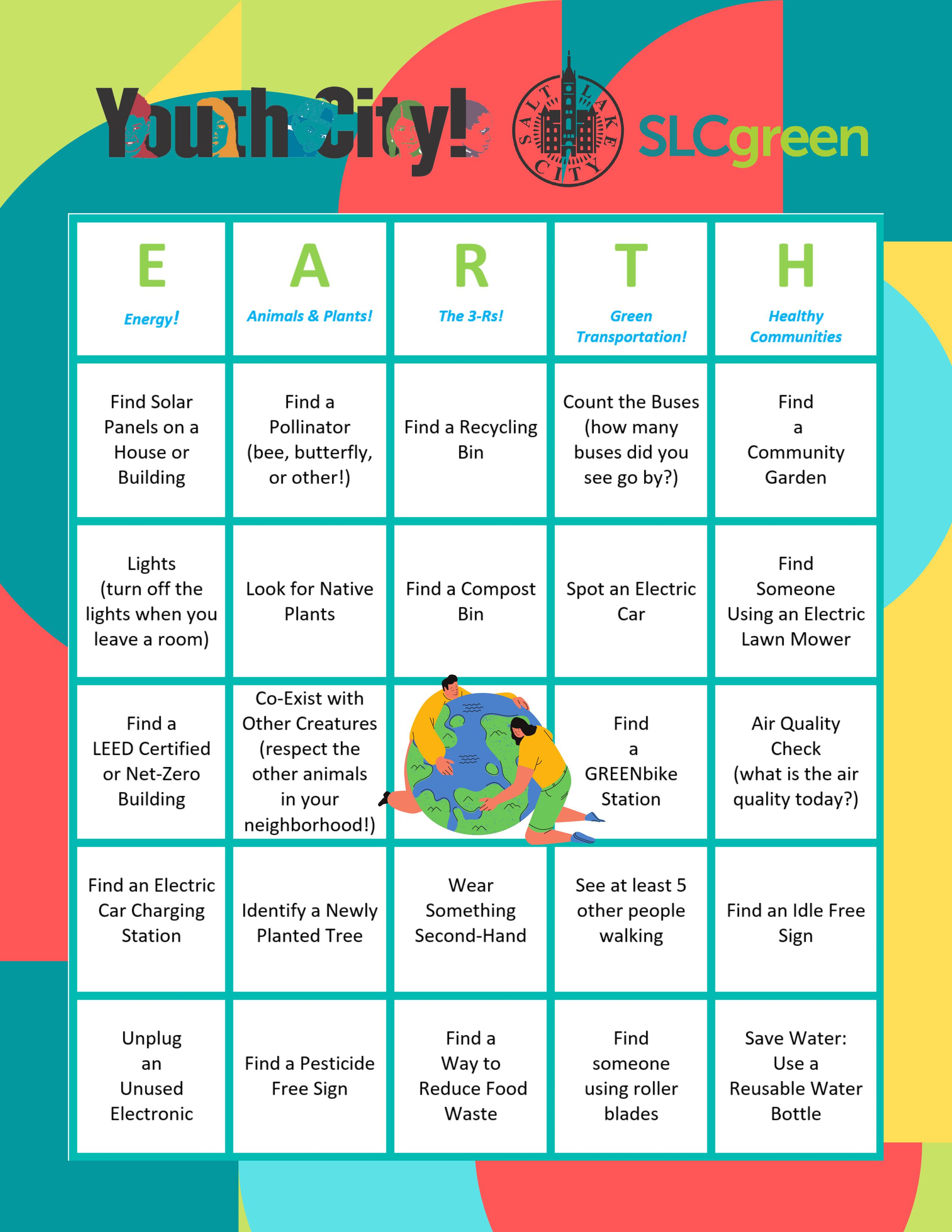 Earth Day Scavenger Hunt Bingo Card 
